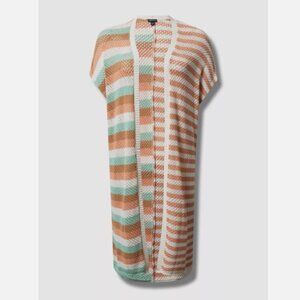 Torrid Sleeveless Stripe Sweater Duster Vest Long Length Size 3X 4X Women's NWT